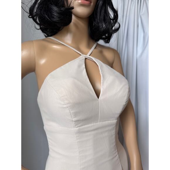 Azazie sexy fitted keyhole halter formal maxi Champagne. dress XXS - Picture 7 of 14